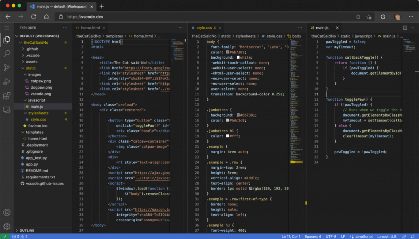 Visual Studio Code trên trình duyệt sẽ giúp cho công việc của bạn trở nên thuận tiện hơn. Bạn có thể sử dụng nó để chỉnh sửa mã nguồn, tạo ra các website đẹp và nhanh chóng. Xem hình ảnh liên quan để hiểu rõ hơn về tính năng của Visual Studio Code trên trình duyệt.