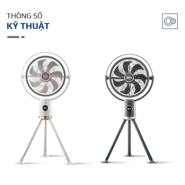 Quạt Tích Điện Không Dây OLIVO WF1 Tuần Hoàn Không Khí, 48h, sạc nhanh 2,5hm, gấp gọn