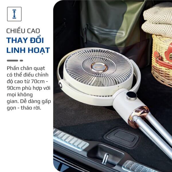 Quạt Tích Điện Không Dây OLIVO WF1 Tuần Hoàn Không Khí, 48h, sạc nhanh 2,5hm, gấp gọn