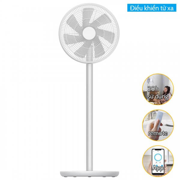 Quạt Tích Điện Thông Minh Xiaomi SmartMi Fan 2S điều khiển Remote và App