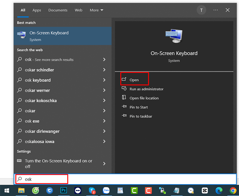 cách bật bàn phím ảo máy tính win 10