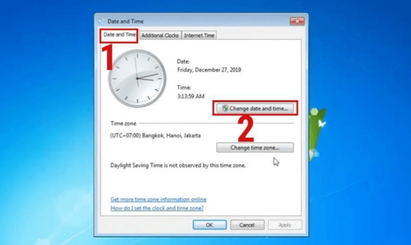 Cách chỉnh giờ trên máy tính Windows 7 -2