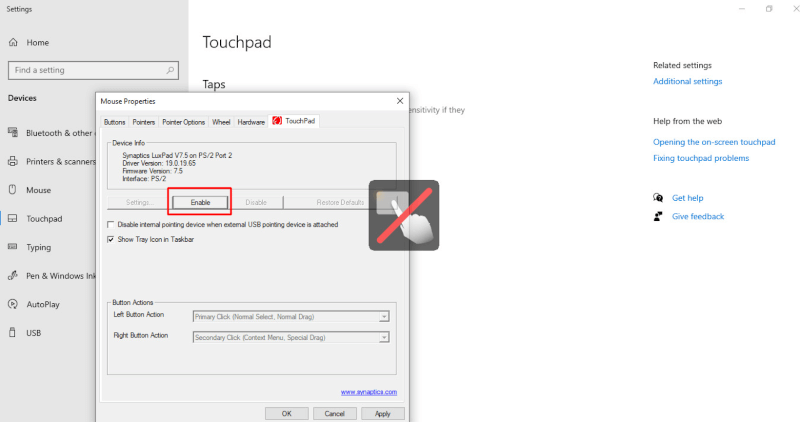 Cách tắt chuột cảm ứng Touchpad