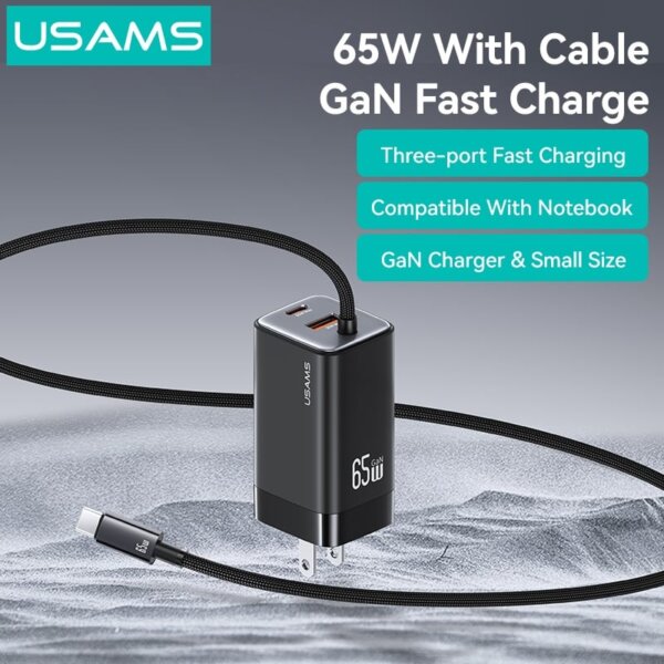 gia-usams-cc273-65w-gan-acc-3-port-fast-charger-with-type-c-cable-us-black